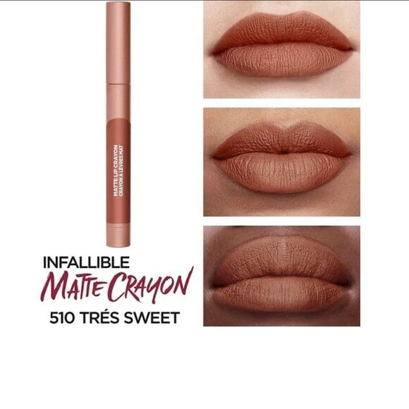 L'Oreal Infallible Matte Lip Crayon Set 2 - 500 Caramel Blondie & 510 Tres Sweet - Picture 7 of 10